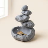 Zen stone cairn catchall tray in matte Ash, minimalist 3D printed key bowl