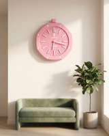 Oversized luxury sport wall clock mounted as a statement prop in an event space