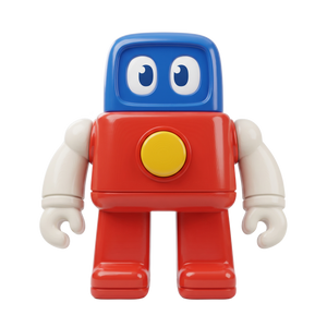 Brick icon - Toys: chunky red and blue 3D-printed toy robot