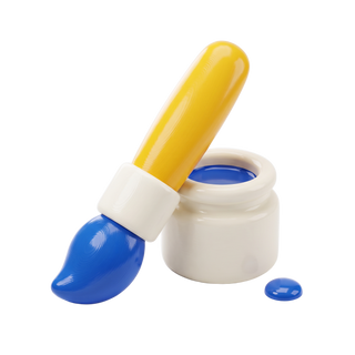 Process icon - Finished by hand: toy paintbrush and paint pot