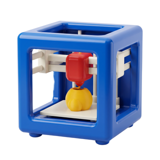 Process icon - Printed and cut: toy desktop 3D printer mid-print